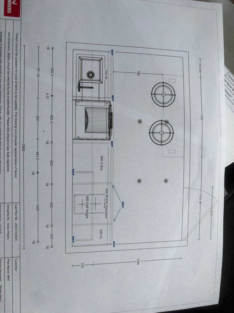 Kitchen render showing the fitted trailer layout