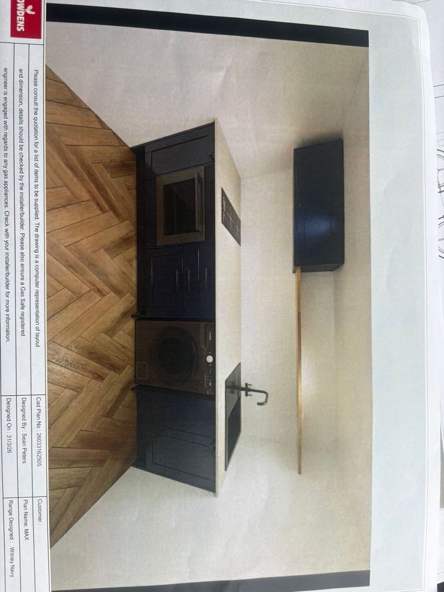 Kitchen render showing breakfast bar seating